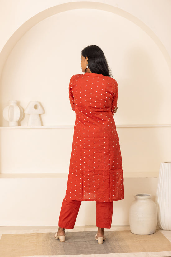 Vaanathi cotton kurti set in rust