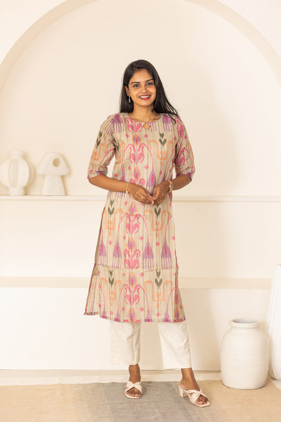 Kayal kora cotton kurti in cream
