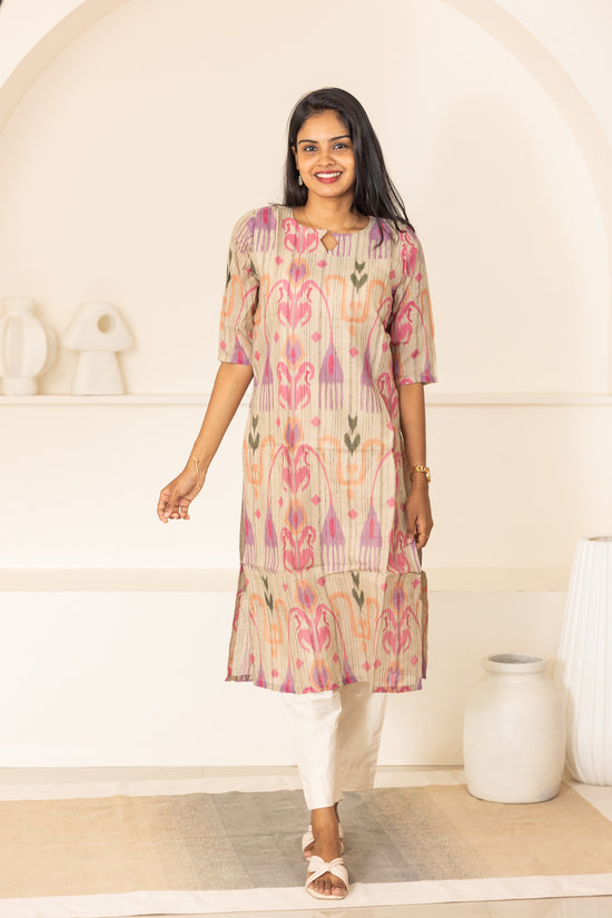 Kayal kora cotton kurti in cream
