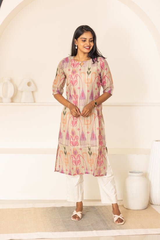 Kayal kora cotton kurti in cream
