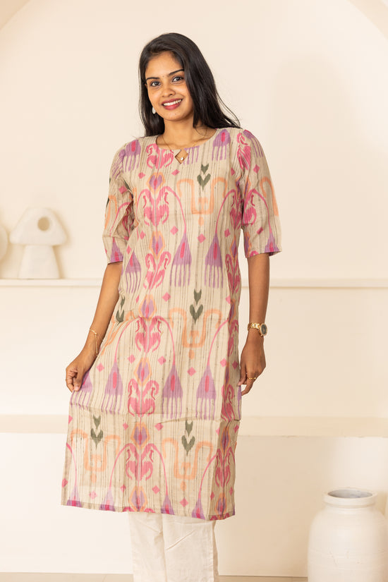 Kayal kora cotton kurti in cream