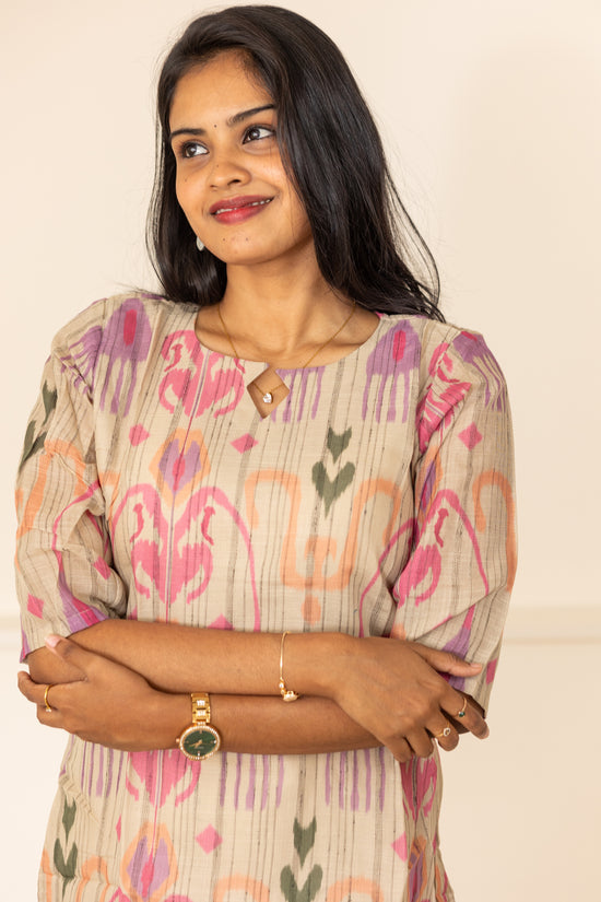 Kayal kora cotton kurti in cream
