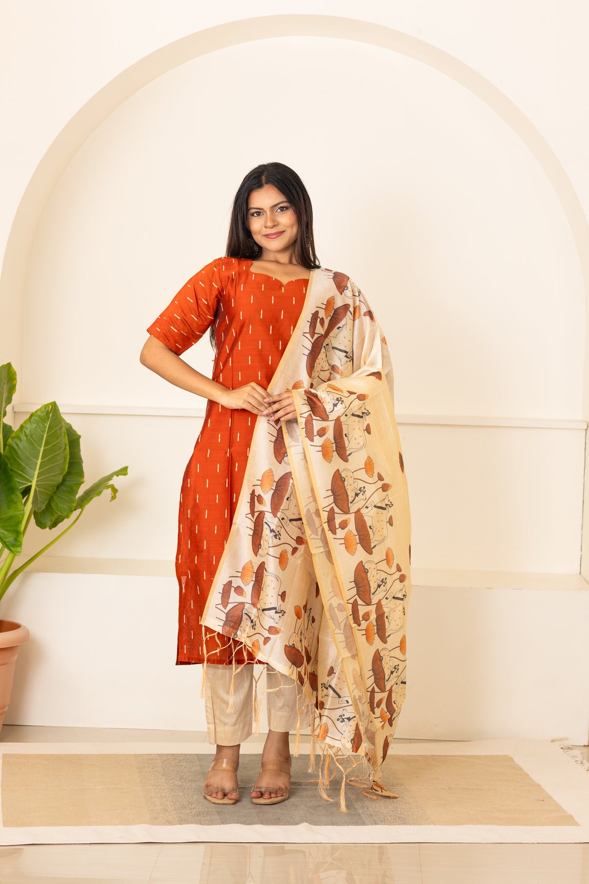 Iyraa salwar set in pumpkin shade