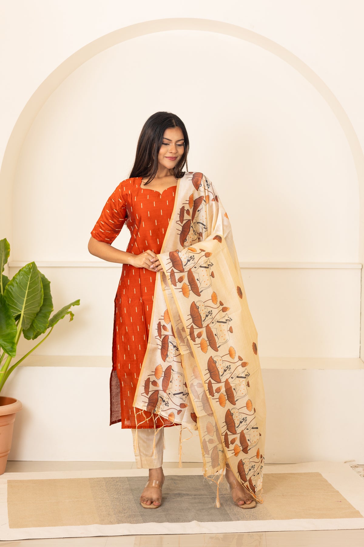 Iyraa salwar set in pumpkin shade