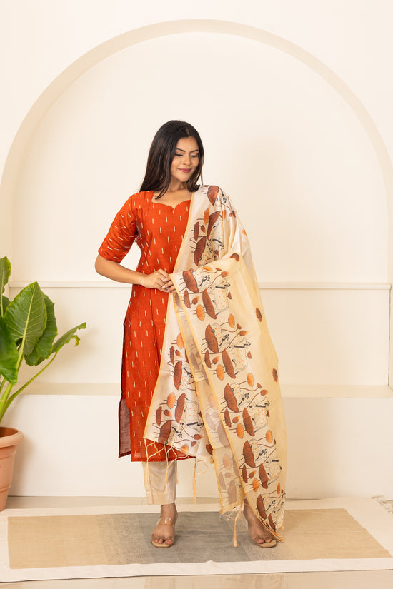 Iyraa salwar set in pumpkin shade