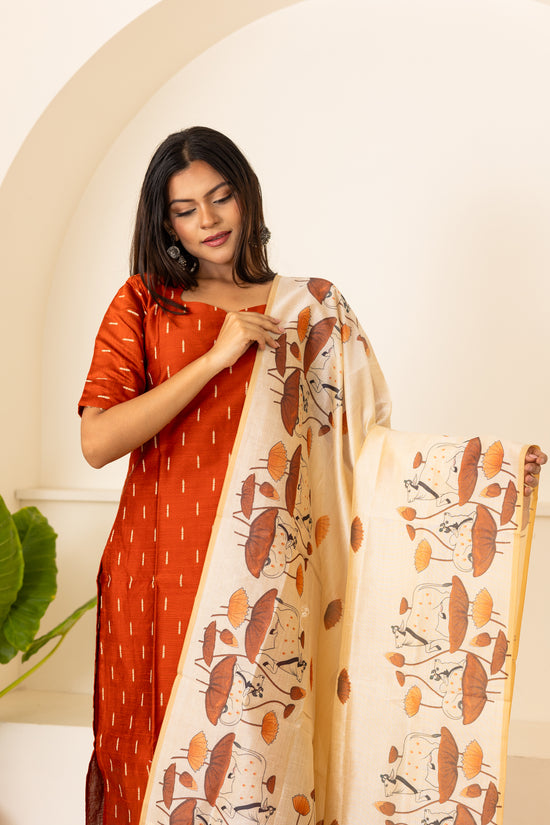 Iyraa salwar set in pumpkin shade