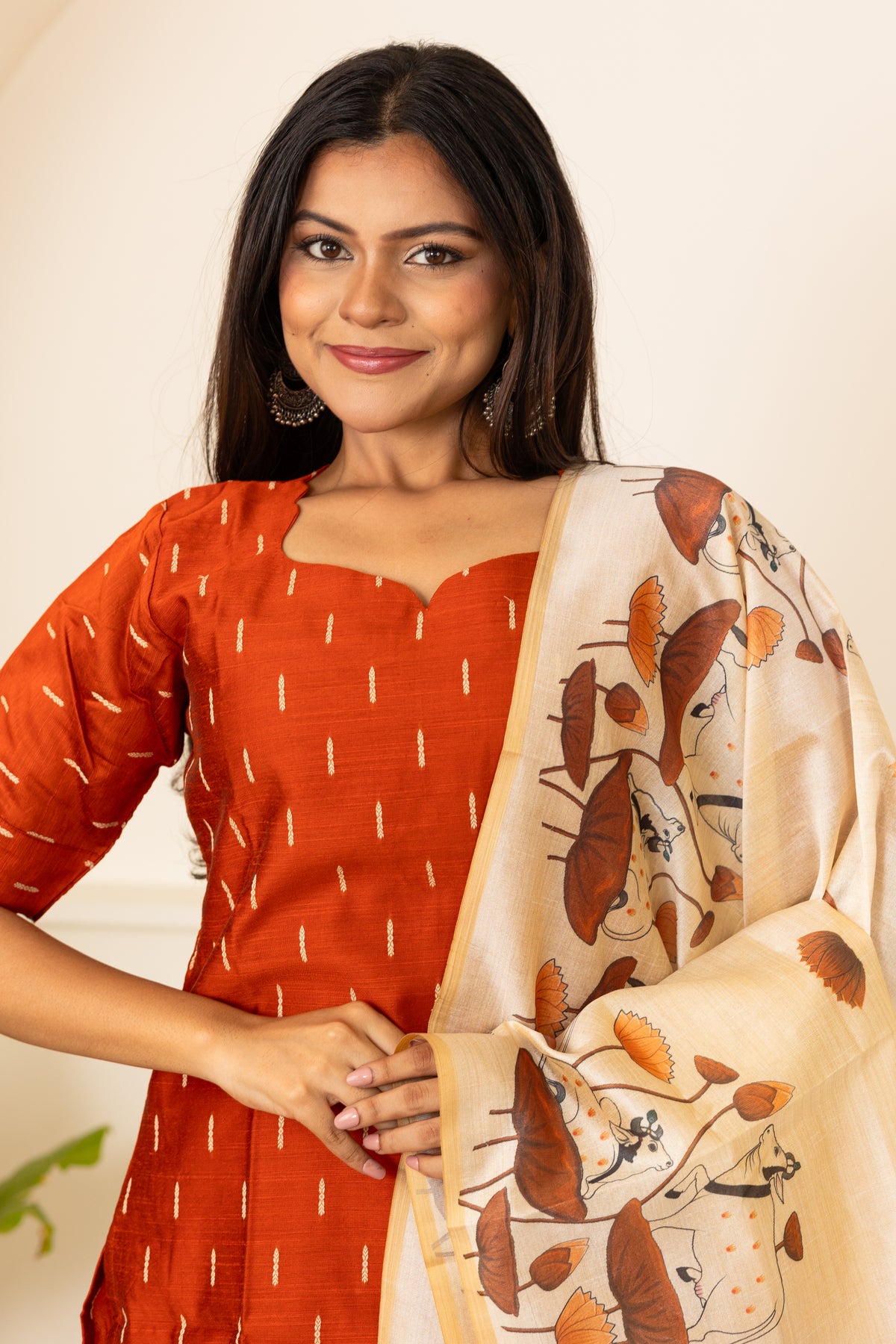 Iyraa salwar set in pumpkin shade