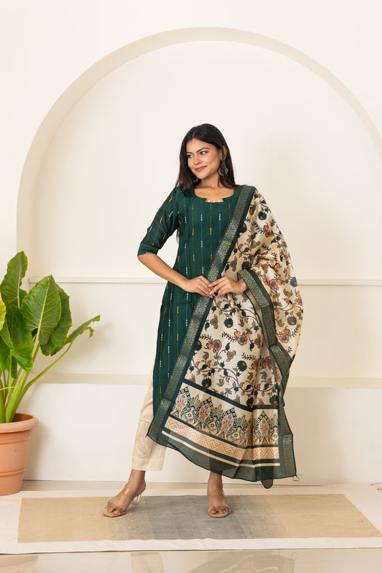 Mythiri salwar set in dark green
