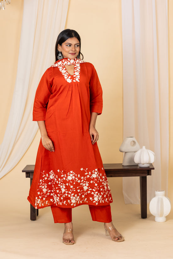 Nandhini salwar set in pumpkin shade