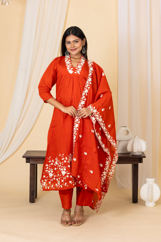 Nandhini salwar set in pumpkin shade