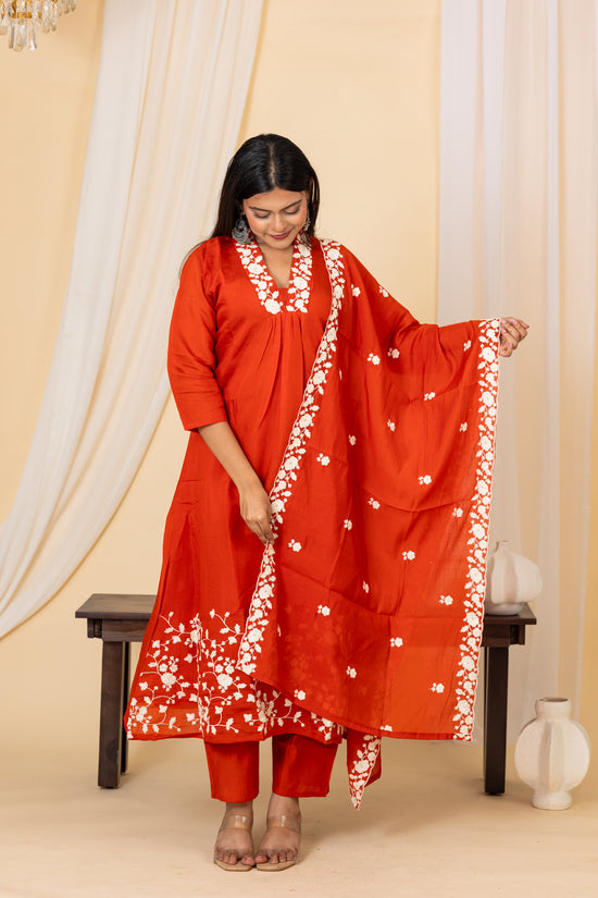 Nandhini salwar set in pumpkin shade