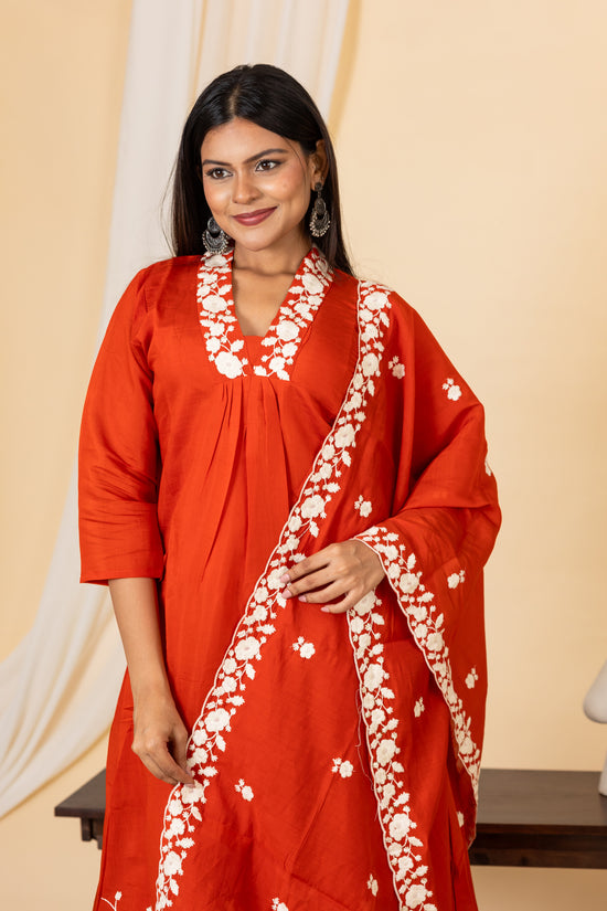 Nandhini salwar set in pumpkin shade