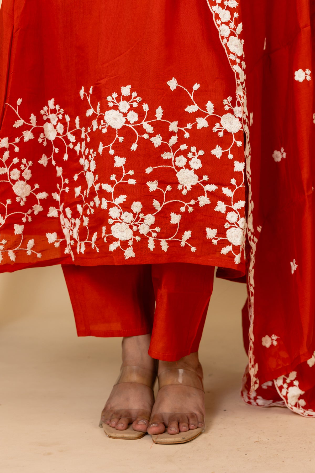 Nandhini salwar set in pumpkin shade