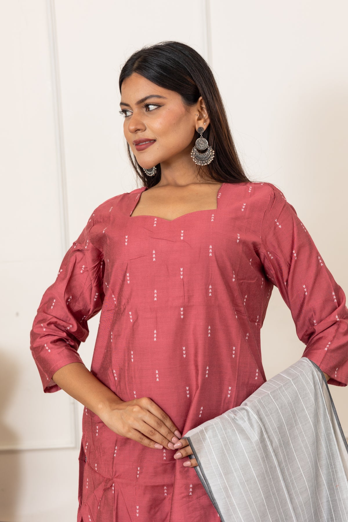 Alka salwar set in rose shade