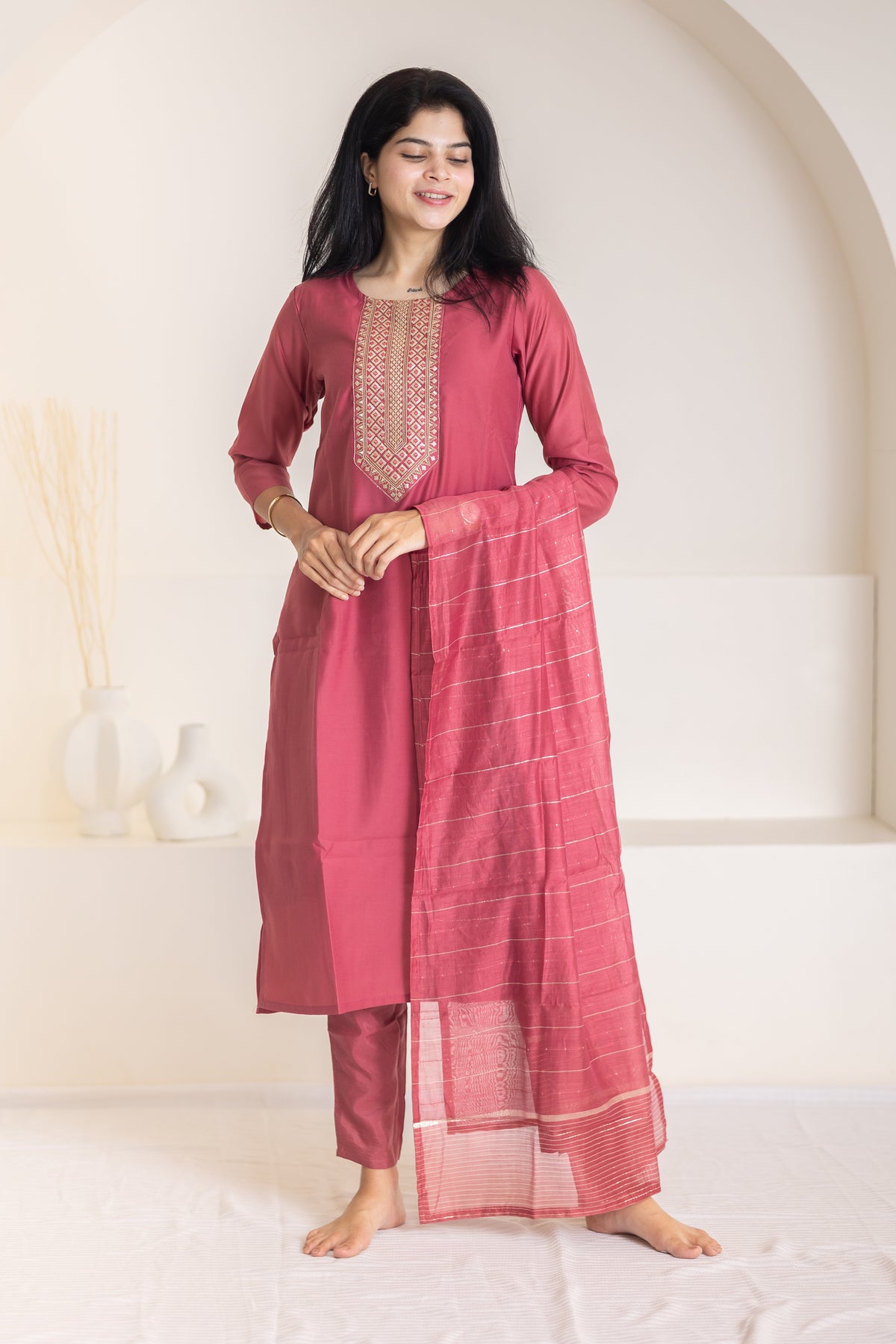 Shristi Salwar suit with shawl in light pink