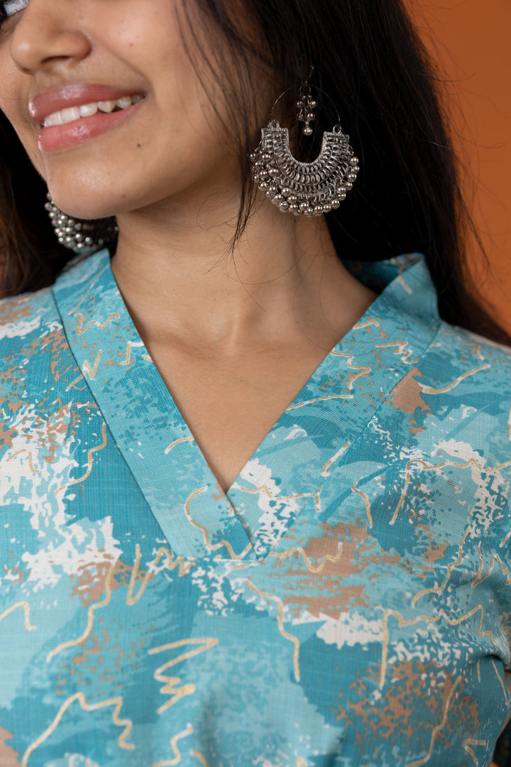 Tharika printed salwar in sky blue