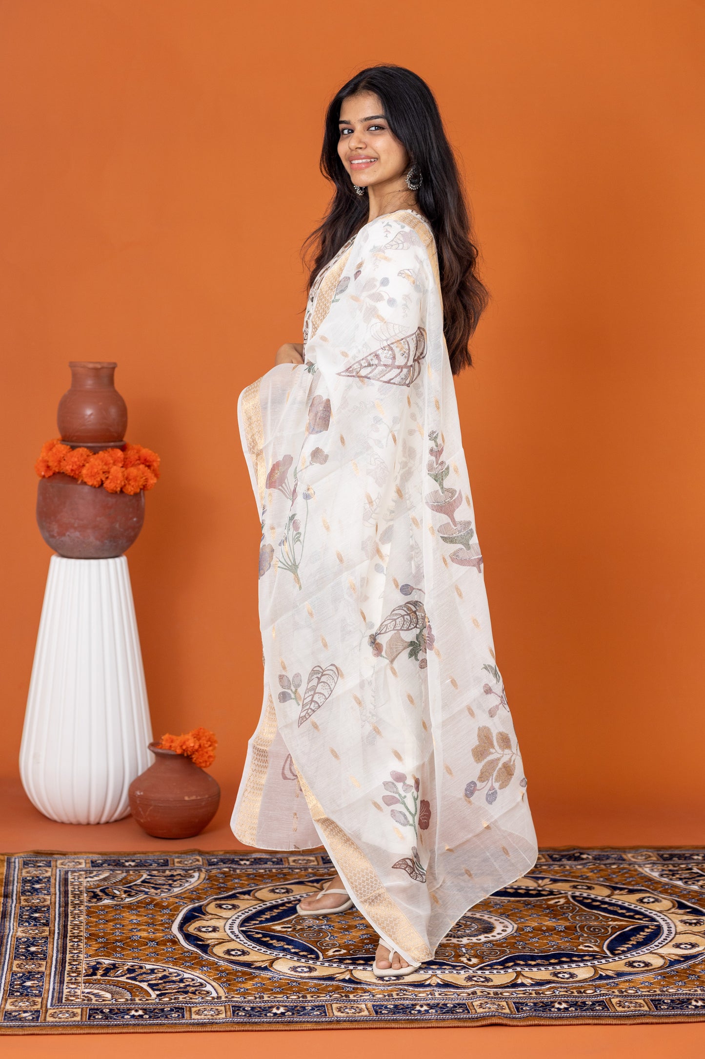 Hamsini floral salwar set in white