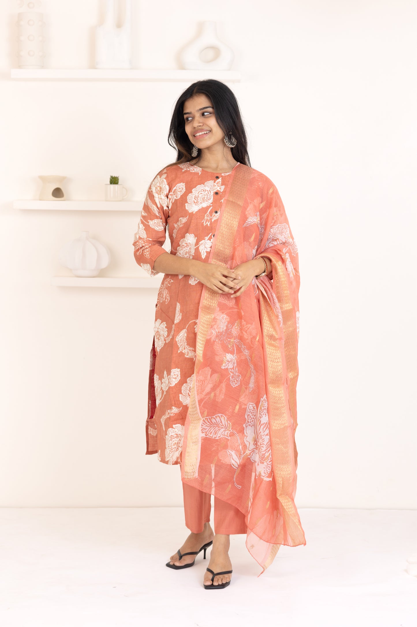 Shreya salwar set in pastel maroon in vertican fabric