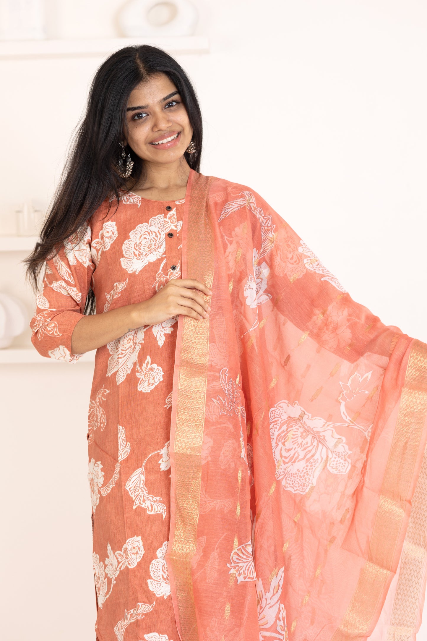 Shreya salwar set in pastel maroon in vertican fabric