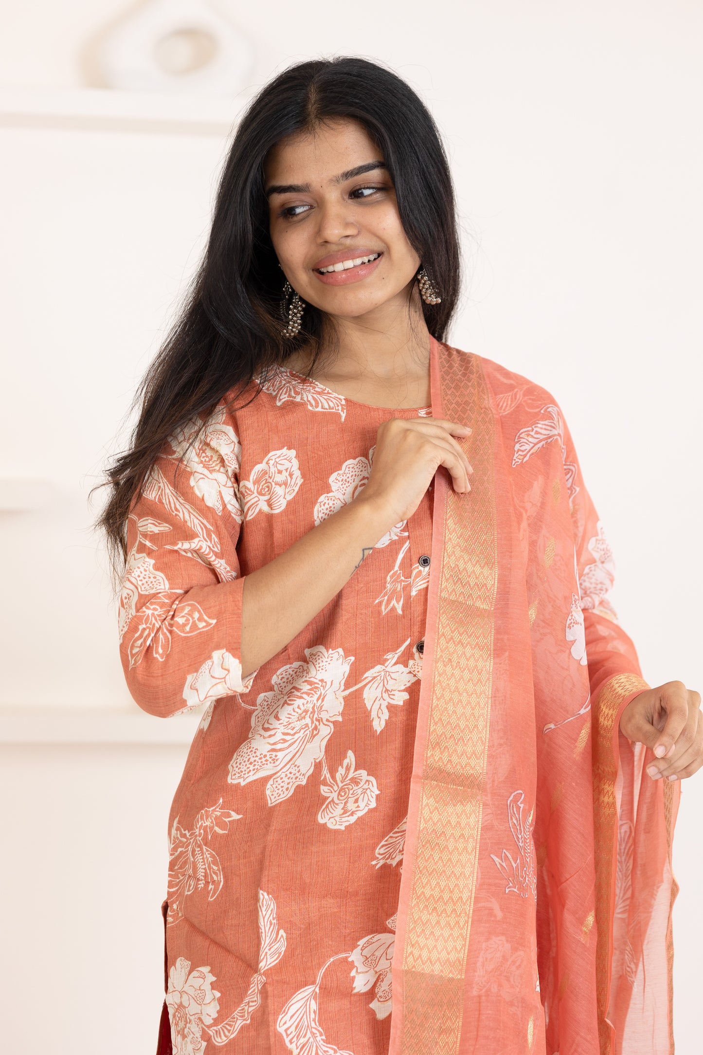 Shreya salwar set in pastel maroon in vertican fabric