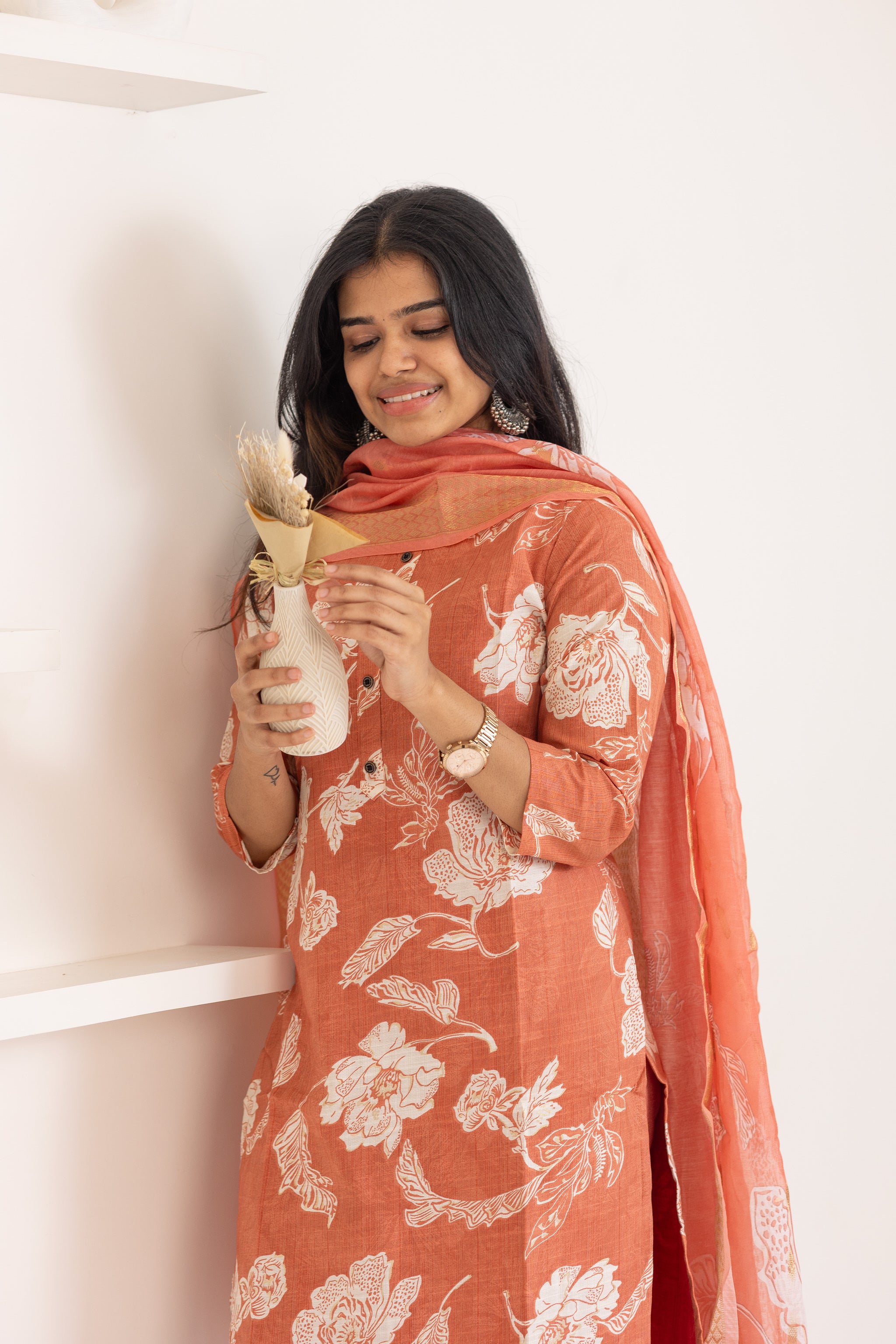 Shreya salwar set in pastel maroon in vertican fabric