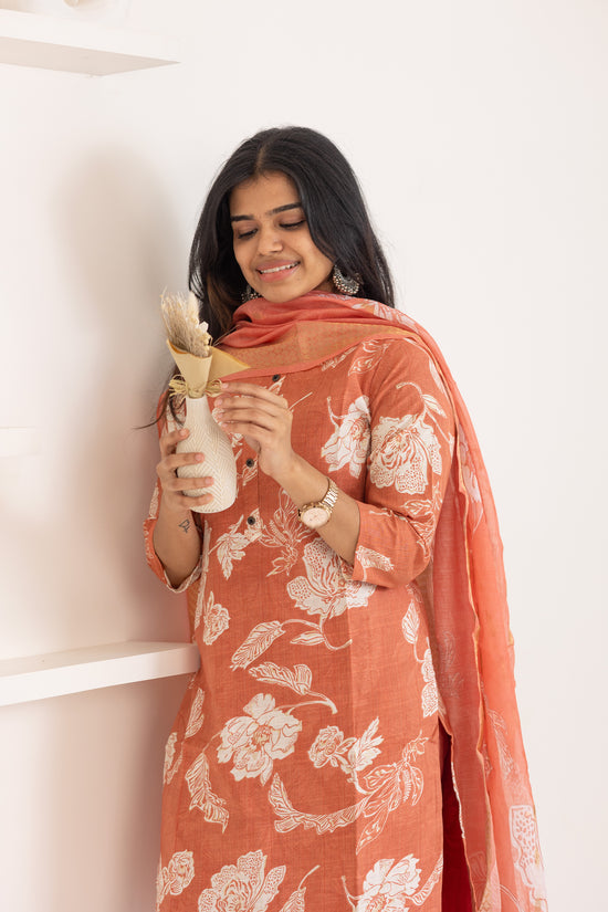 Shreya salwar set in pastel maroon in vertican fabric