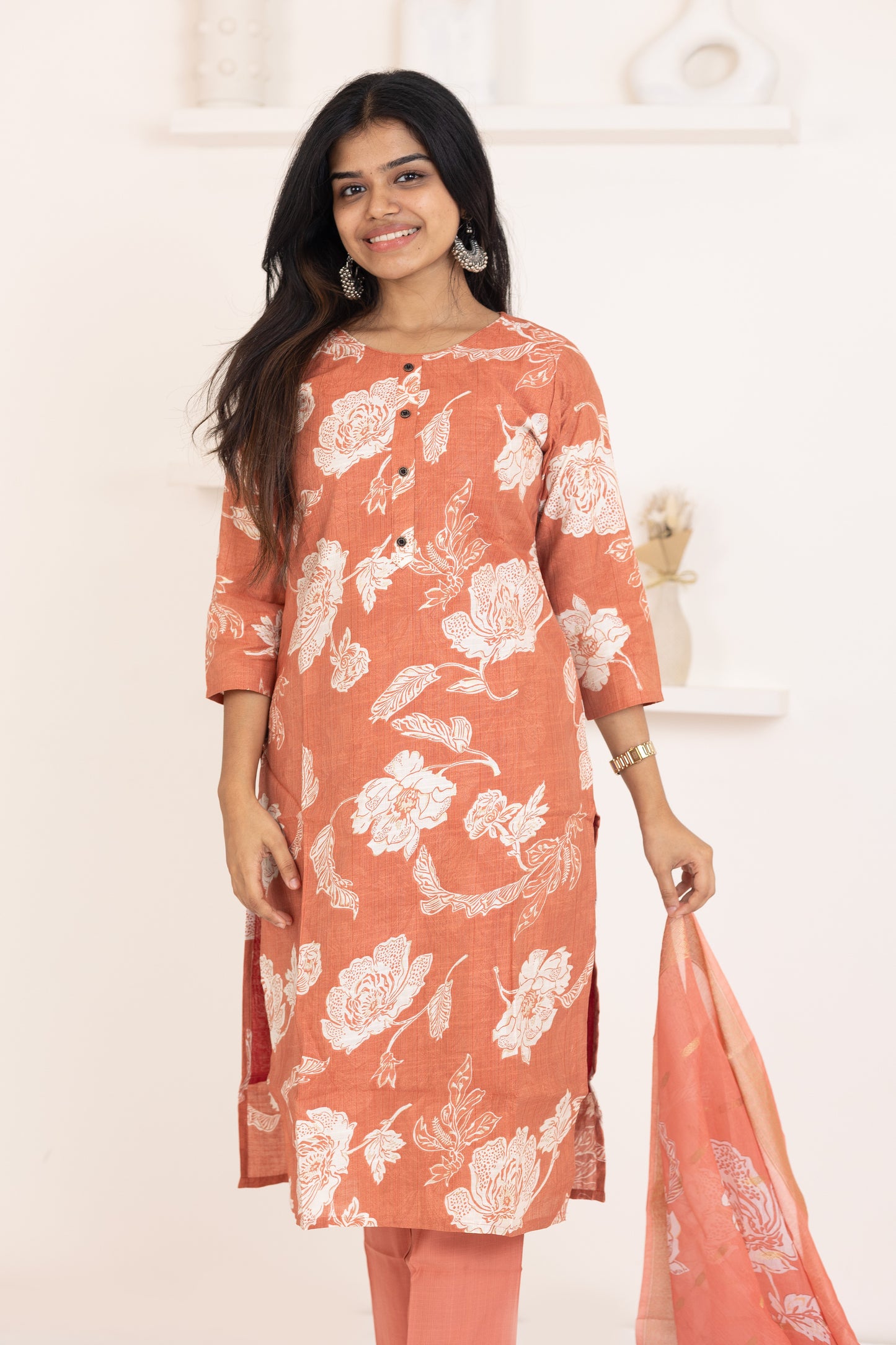 Shreya salwar set in pastel maroon in vertican fabric