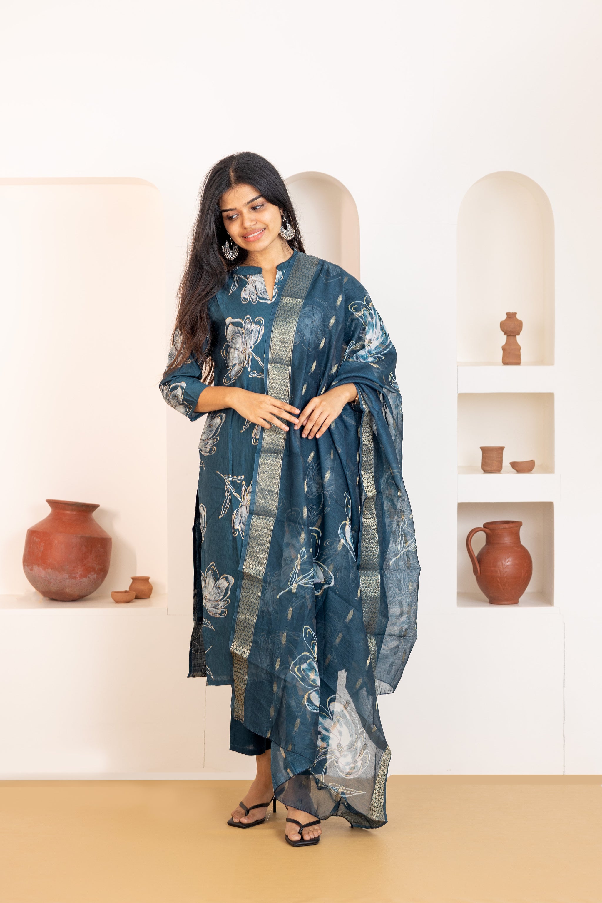 Samyuktha printed salwar set in blue