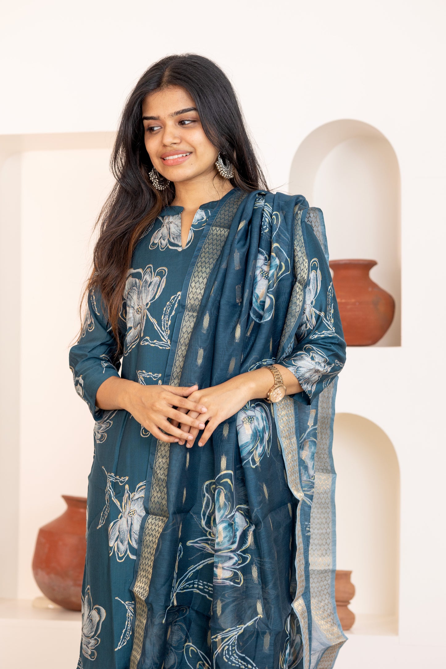 Samyuktha printed salwar set in blue