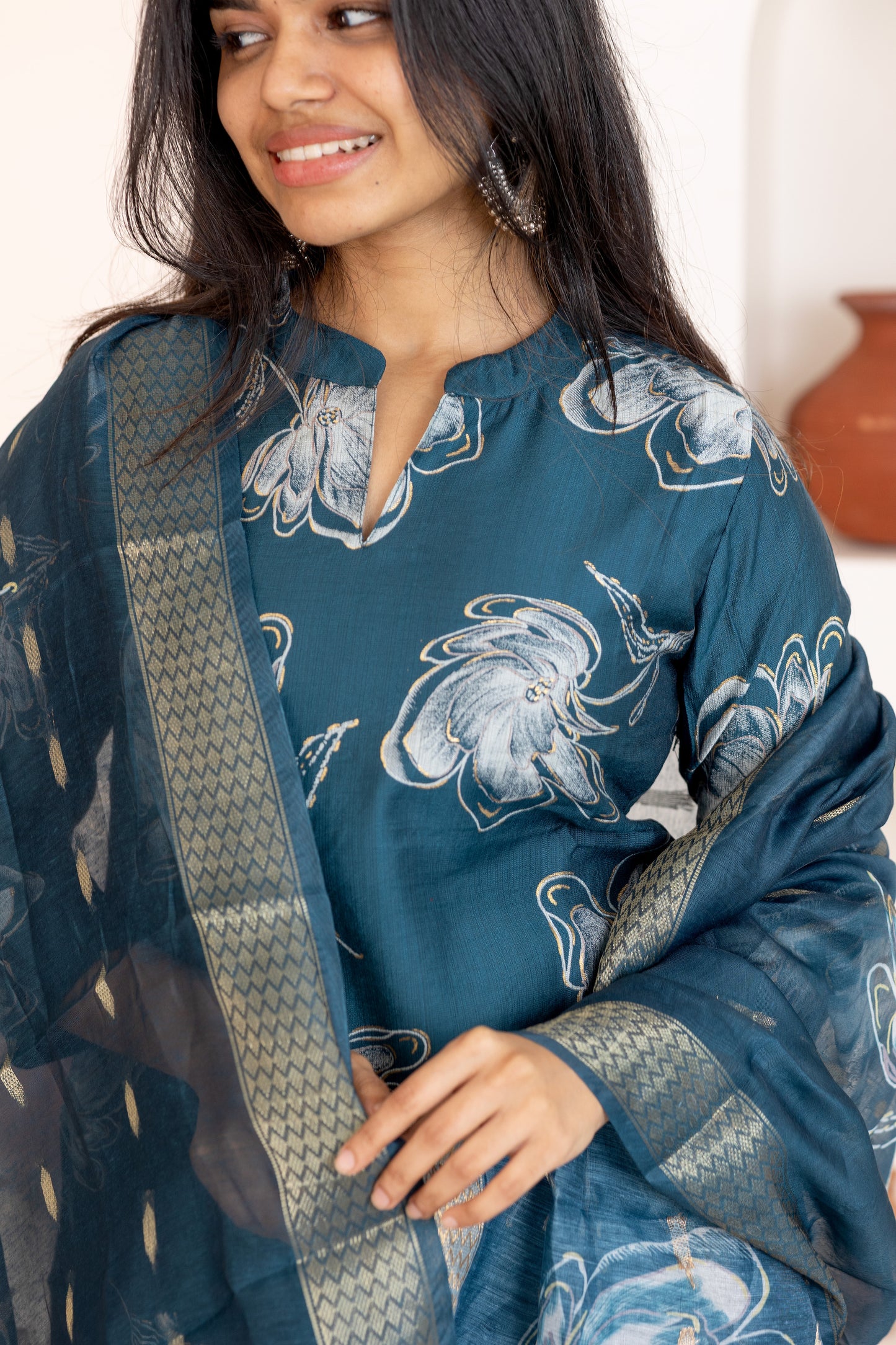 Samyuktha printed salwar set in blue