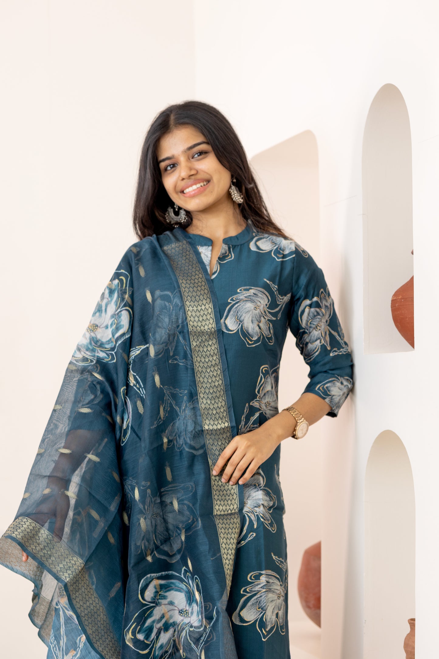 Samyuktha printed salwar set in blue
