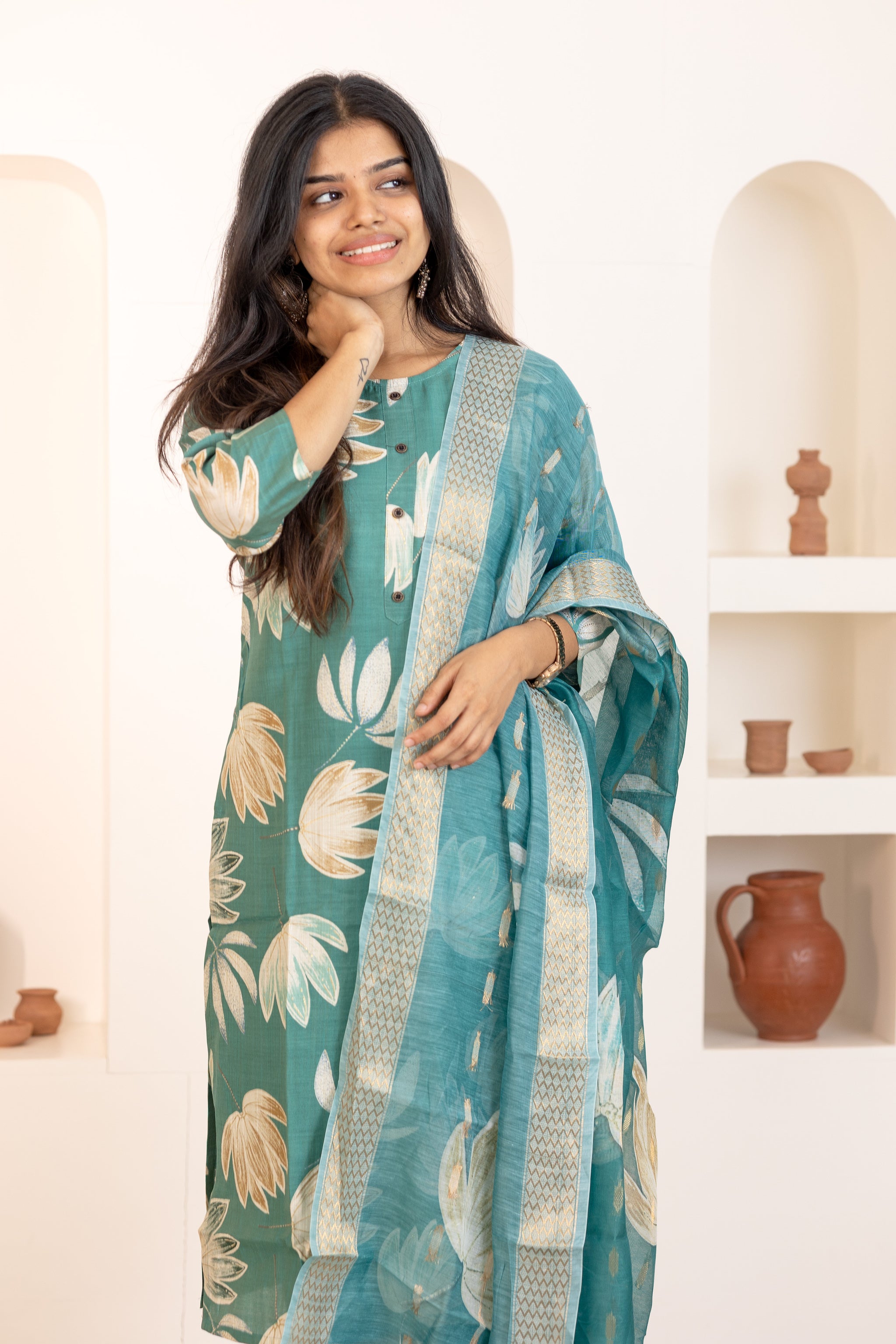 Akshara salwar set in green