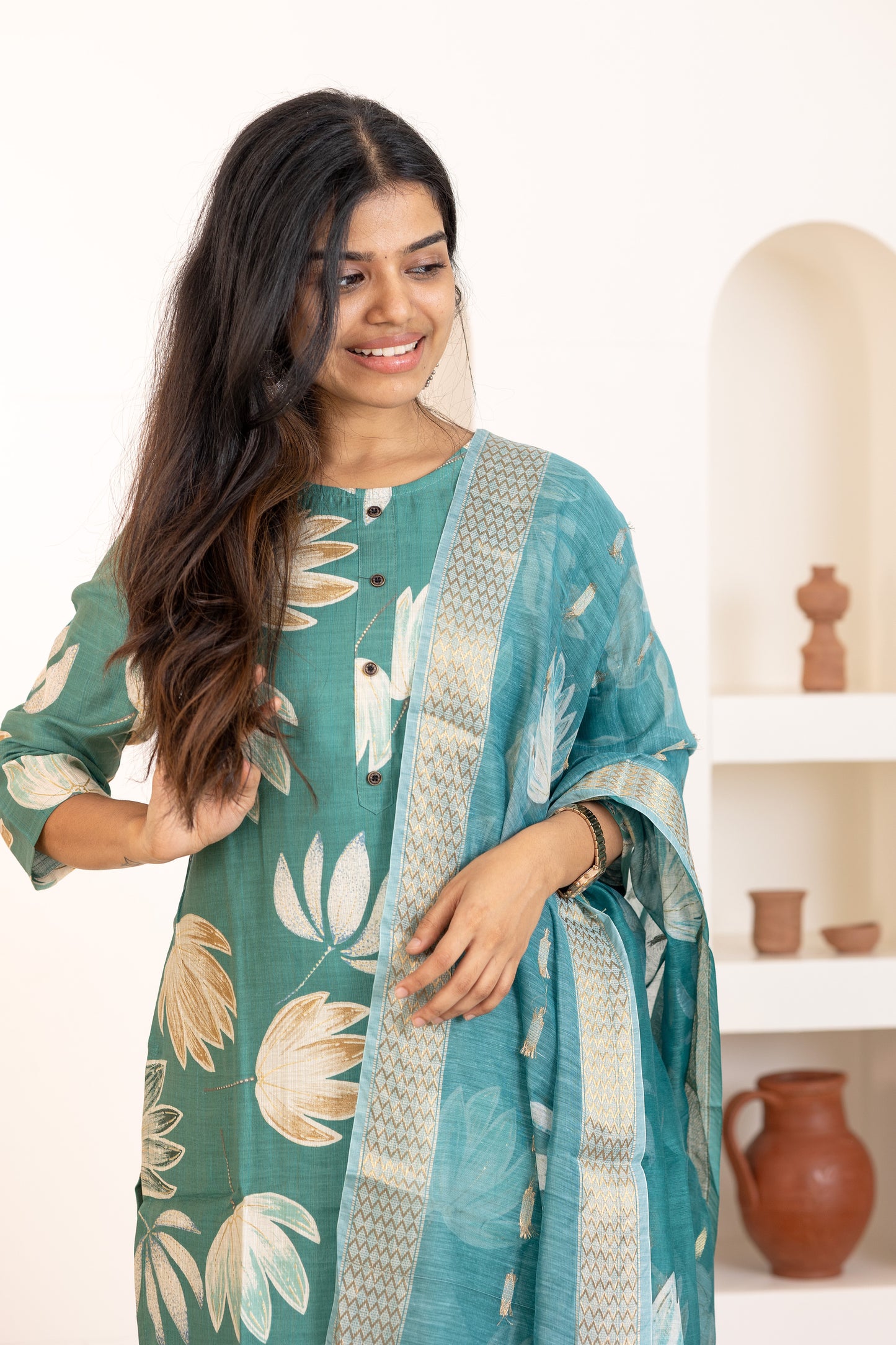 Akshara salwar set in green