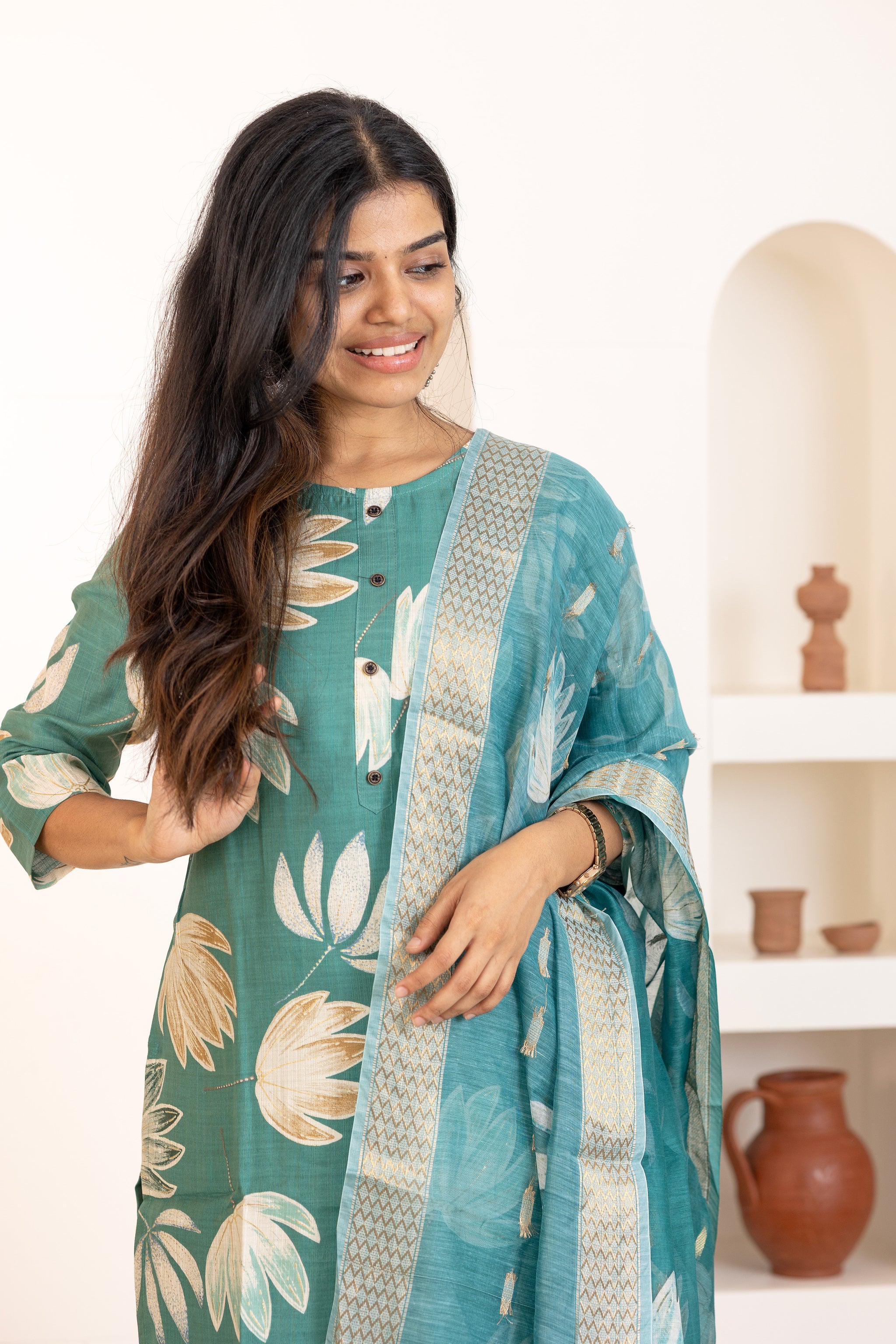 Akshara salwar set in green