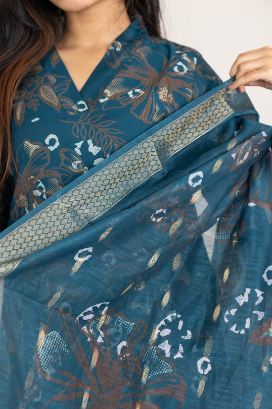 Adhira floral salwar set in dark blue