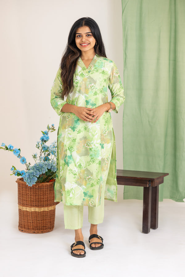 Ridhima kurti set in light green