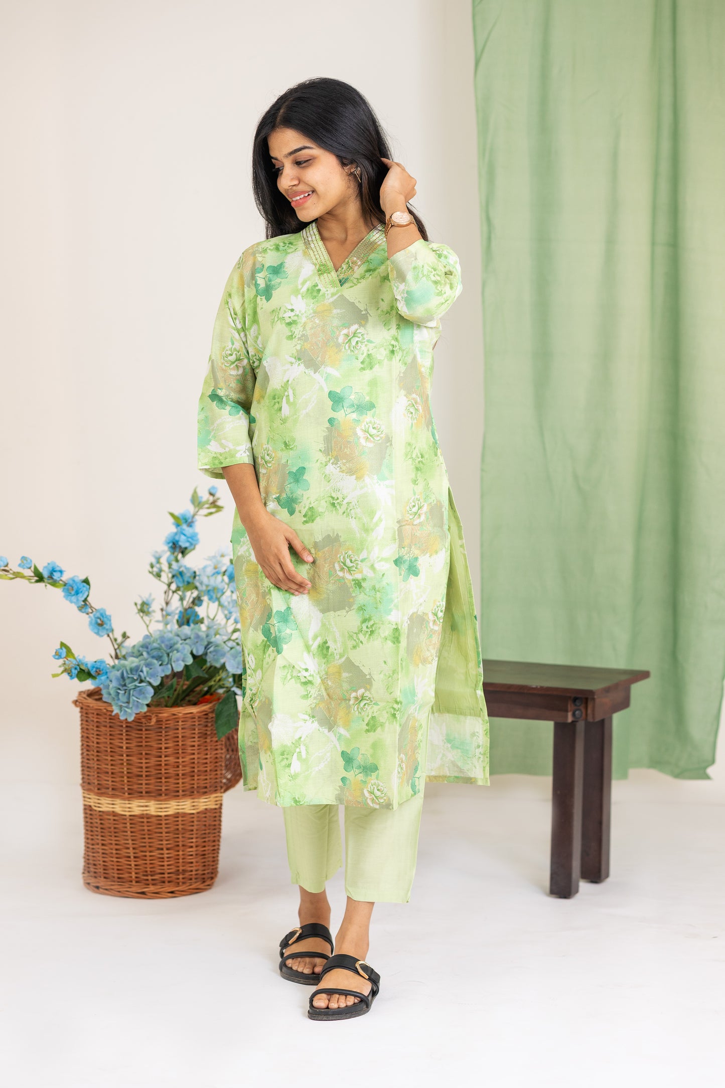 Ridhima kurti set in light green