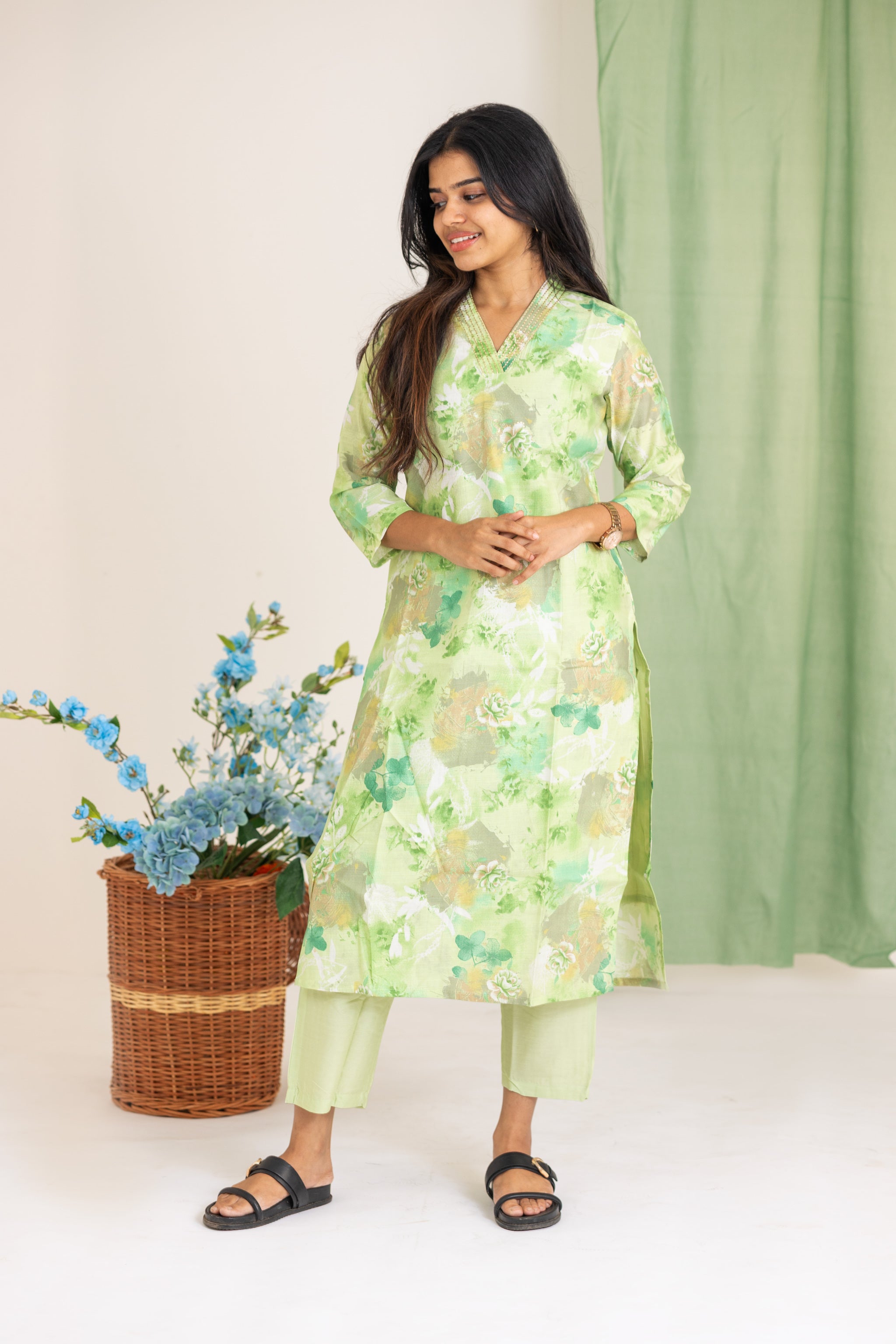 Ridhima kurti set in light green