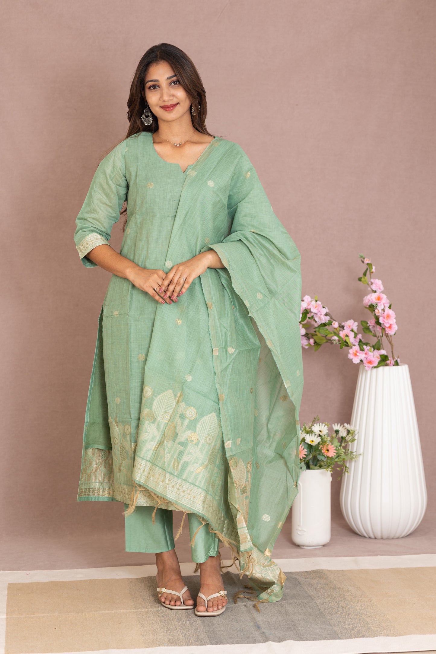 Anamika salwar set in Pistachio green