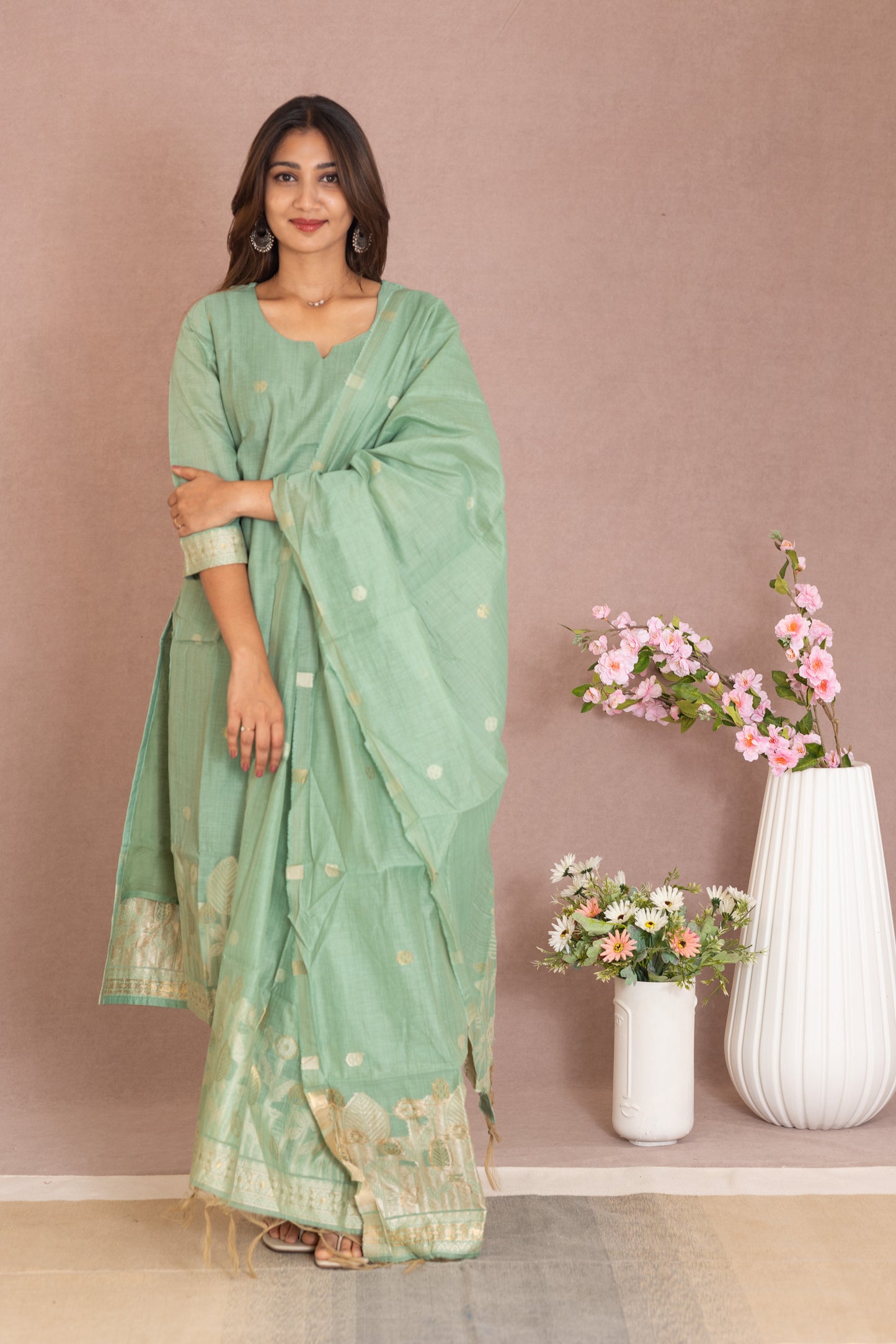 Anamika salwar set in Pistachio green