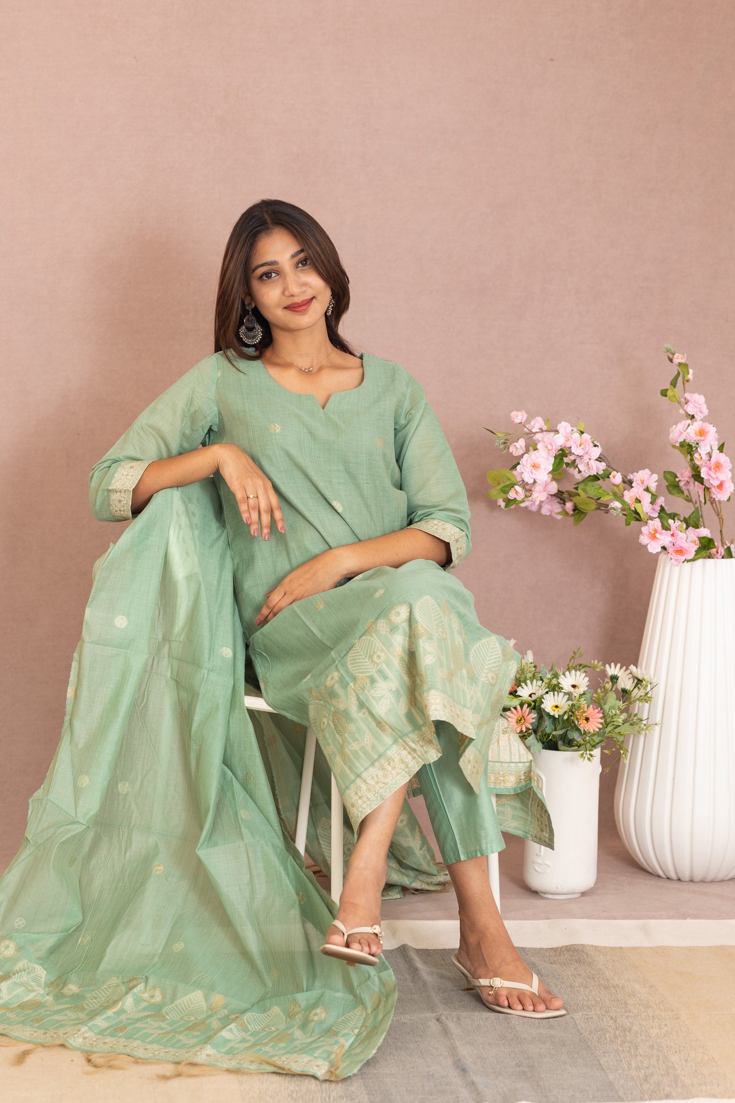 Anamika salwar set in Pistachio green