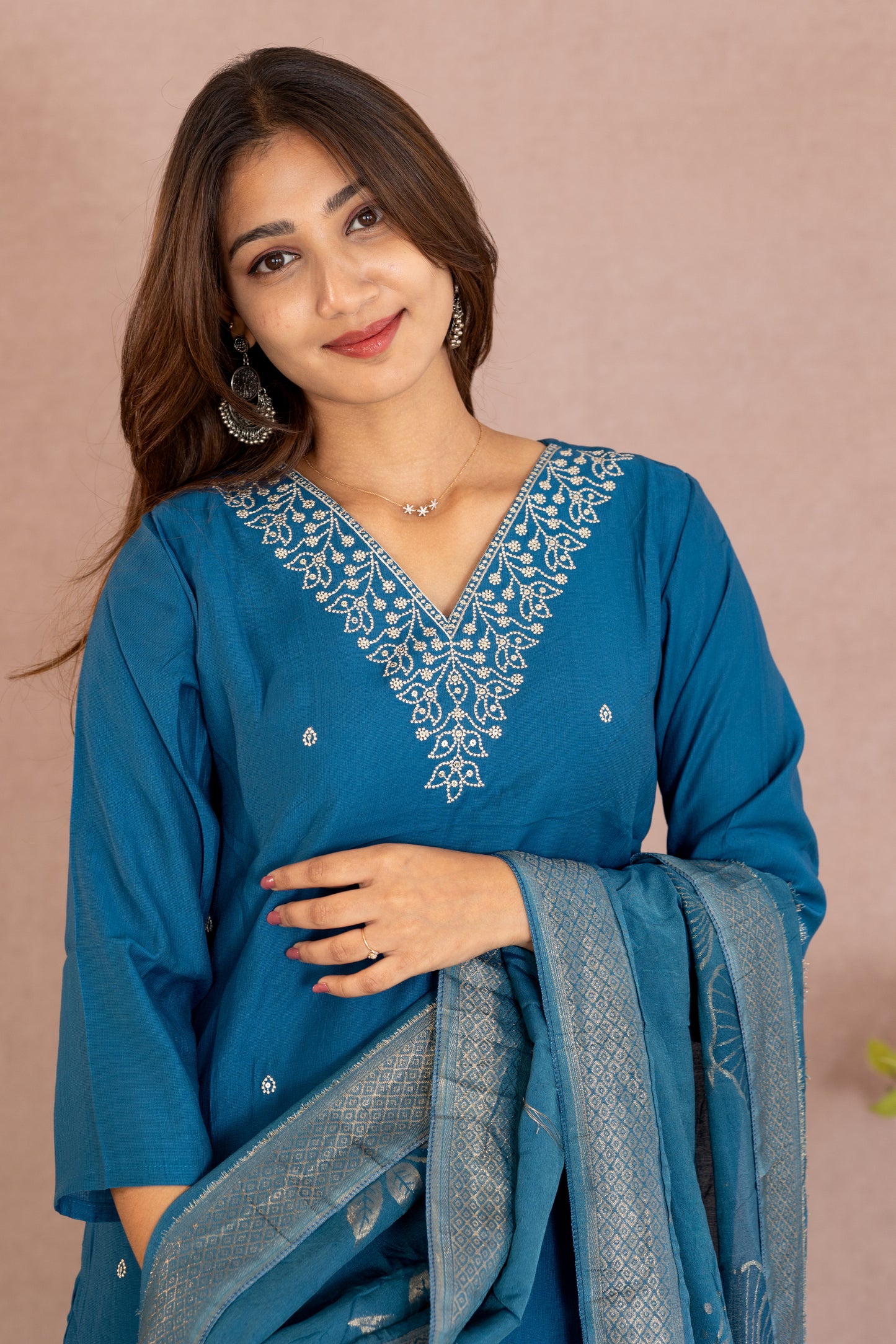Chandrika salwar set in peacock blue