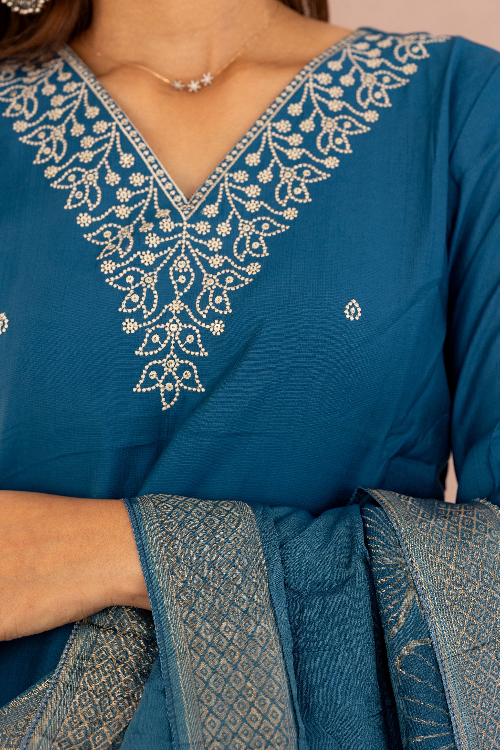 Chandrika salwar set in peacock blue
