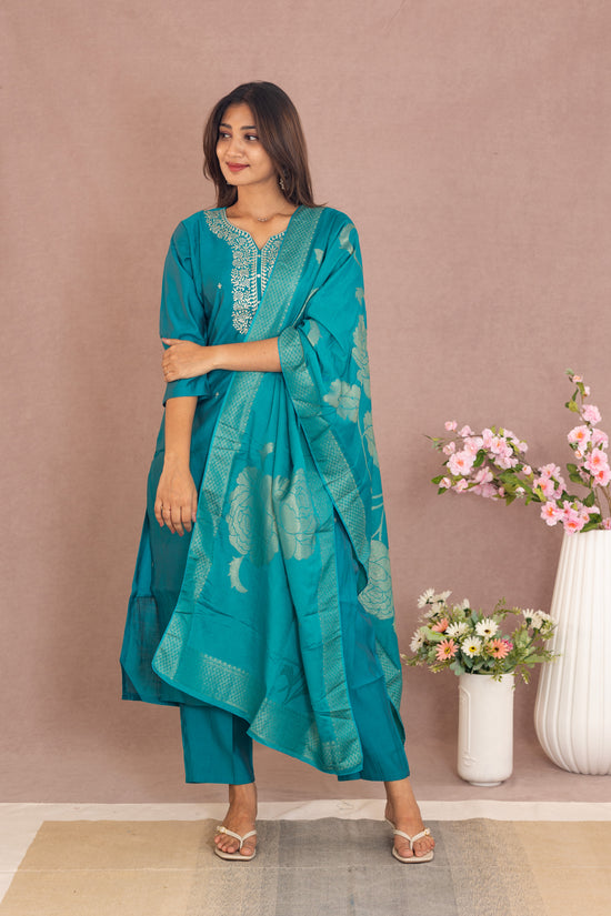 Helena salwar set in turqoise blue