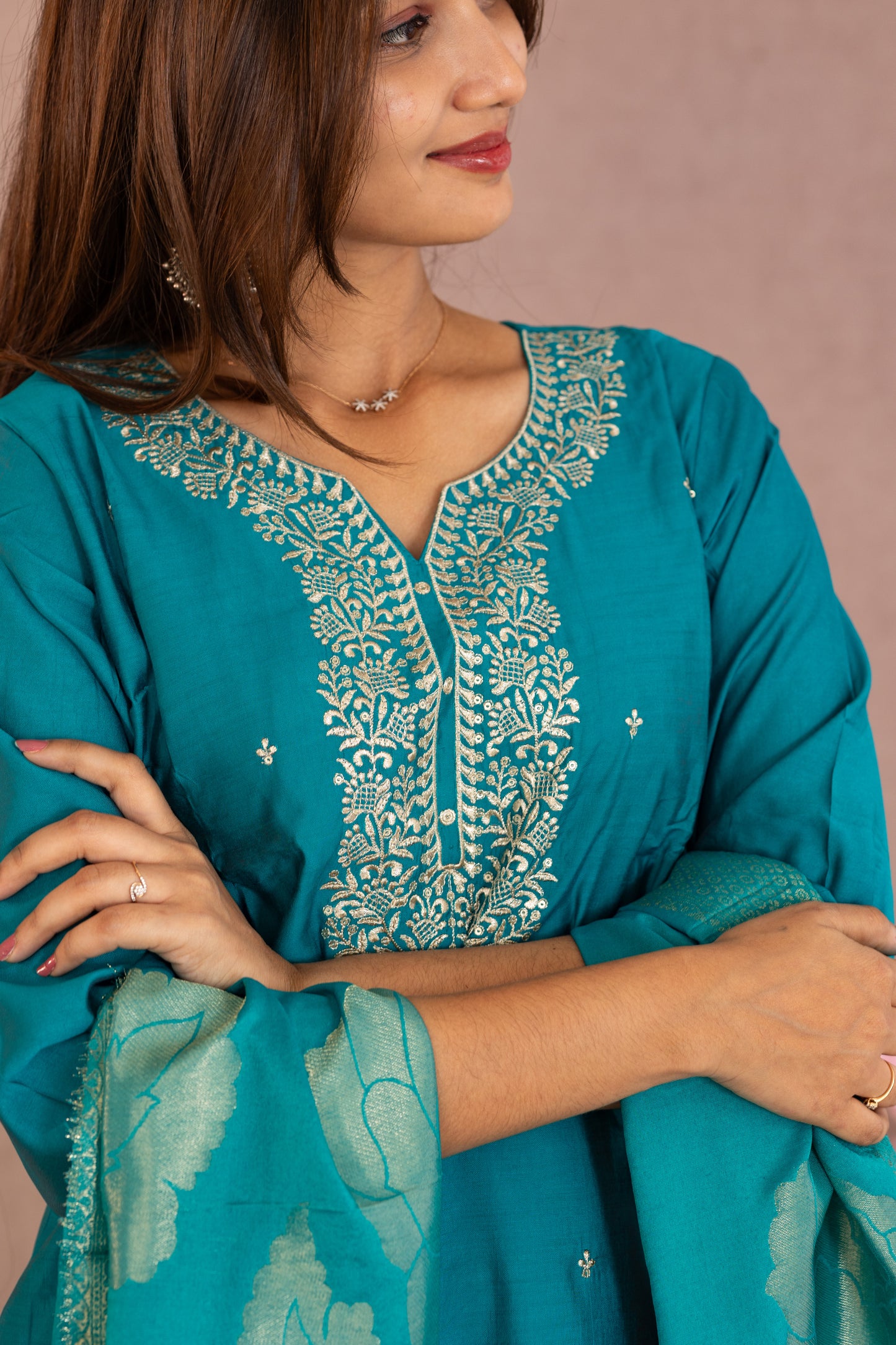 Helena salwar set in turqoise blue
