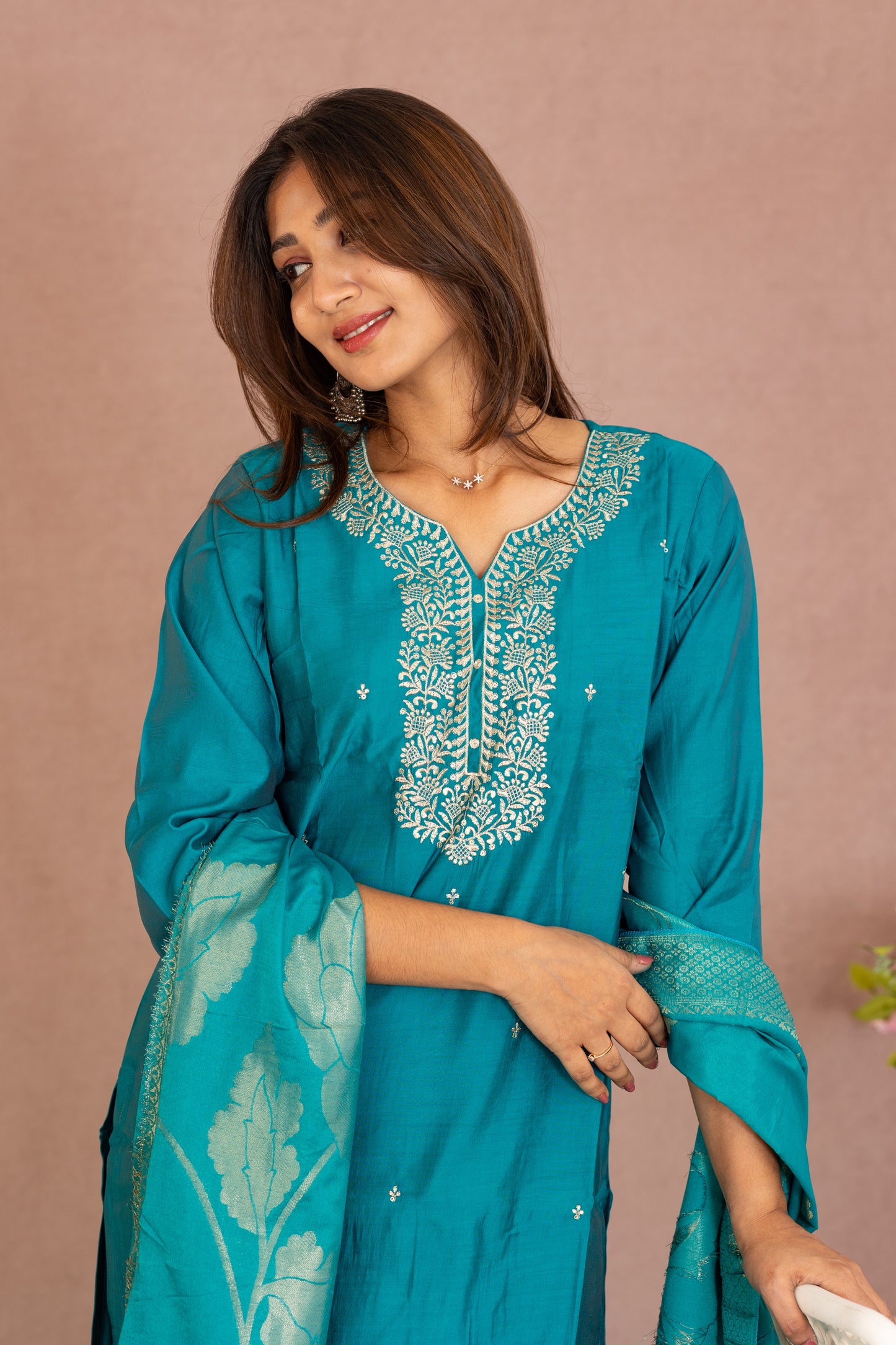 Helena salwar set in turqoise blue
