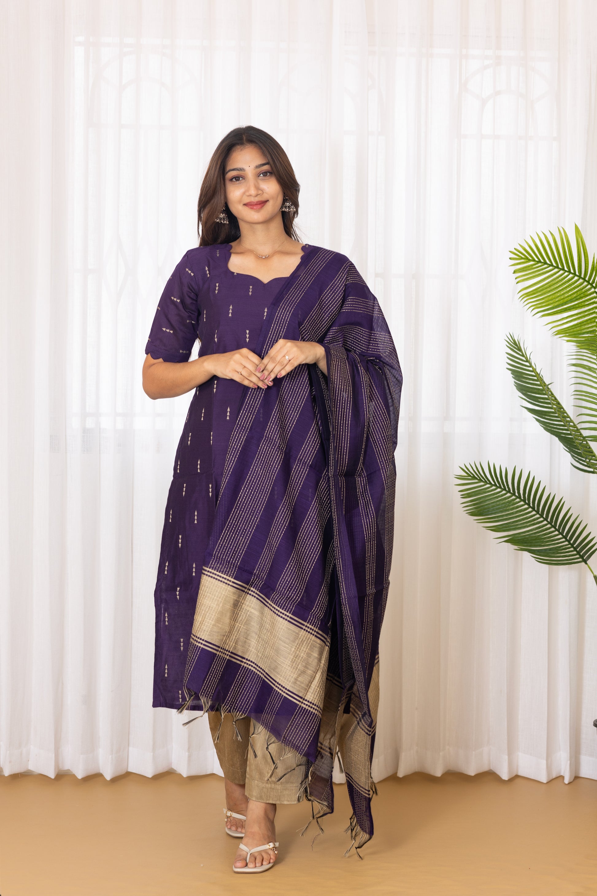 Pooja salwar set in Royal purple