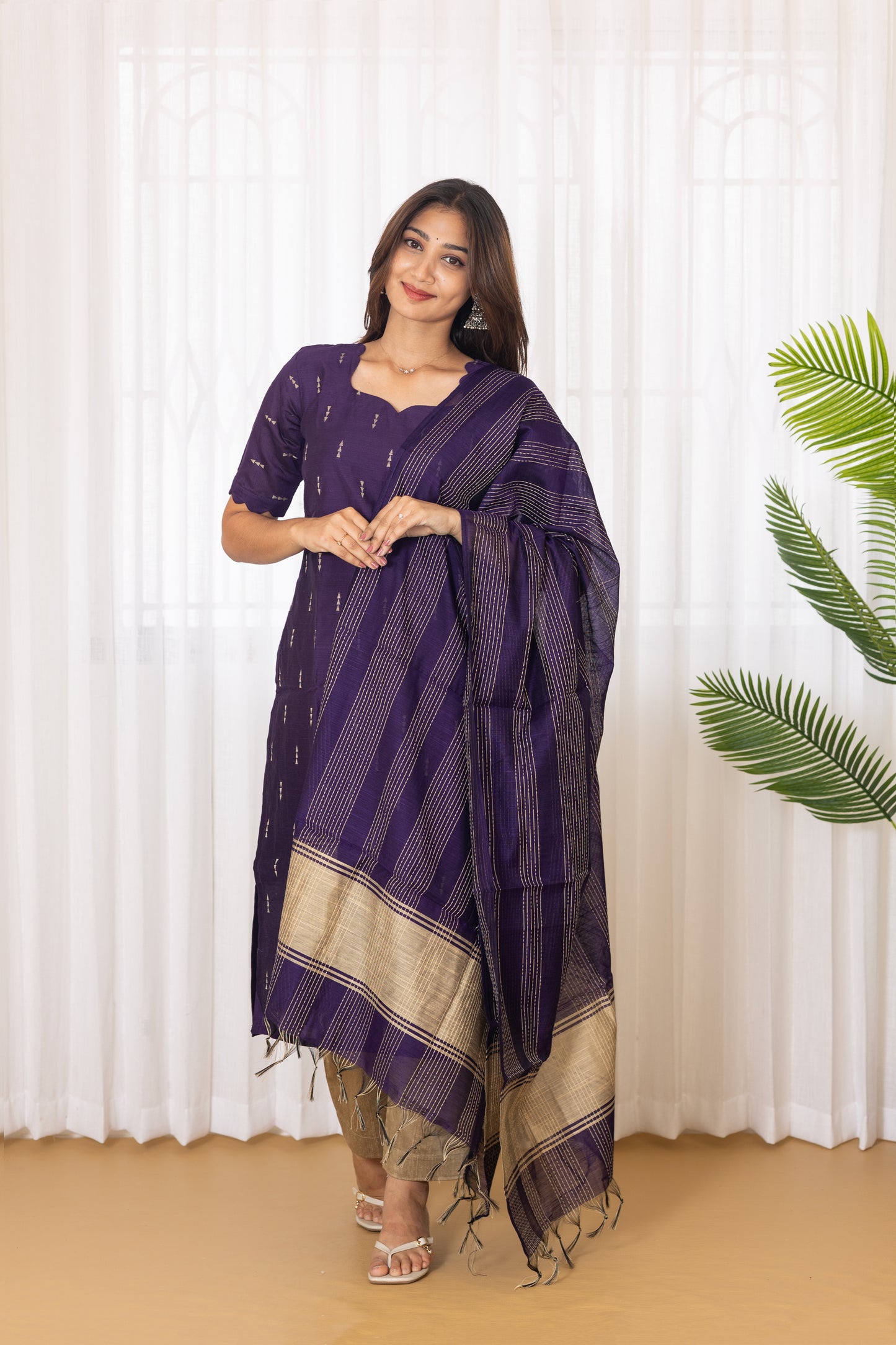 Pooja salwar set in Royal purple
