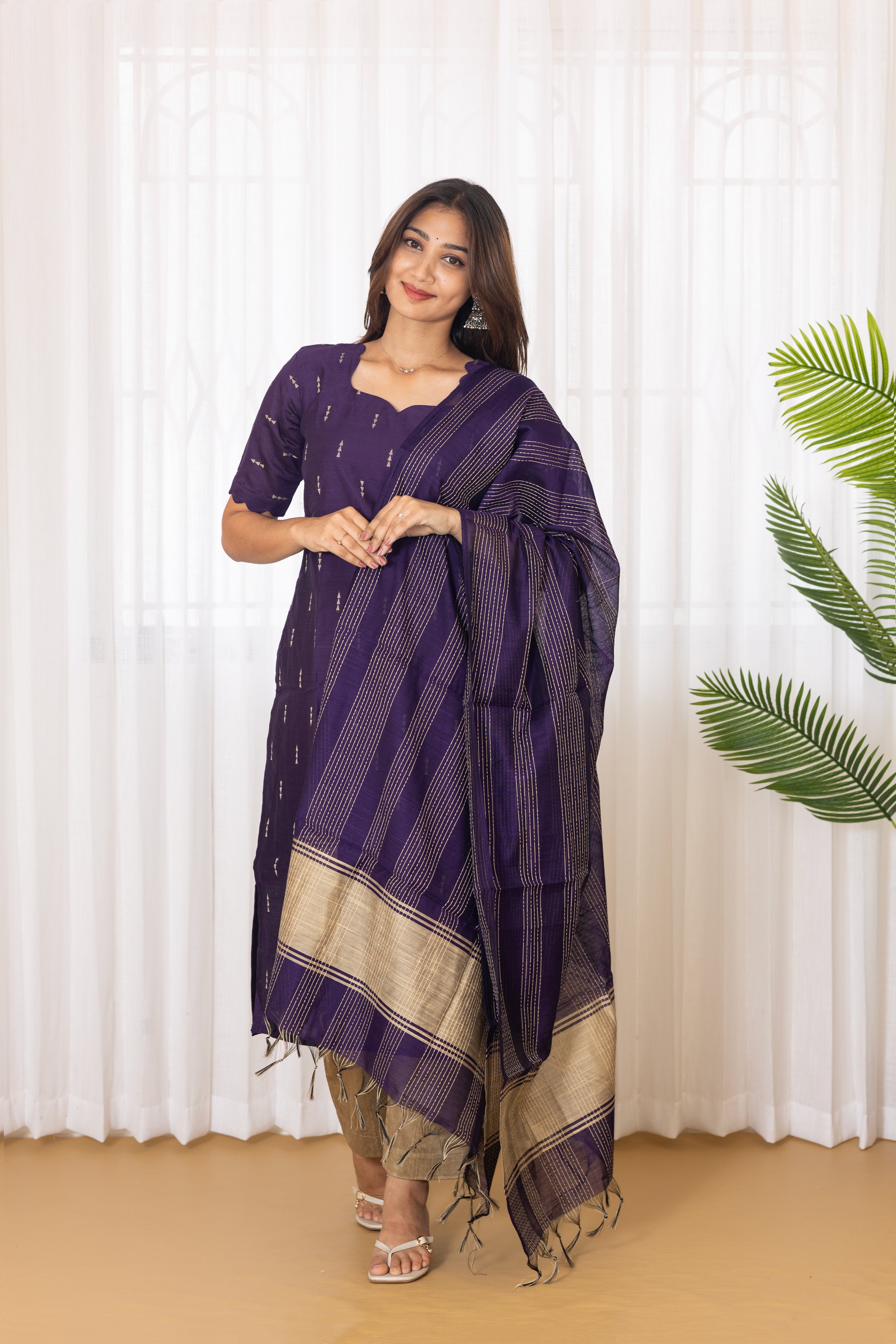 Pooja salwar set in Royal purple