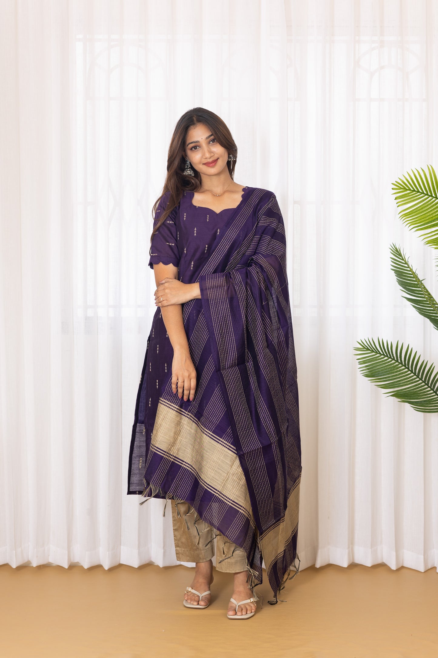 Pooja salwar set in Royal purple